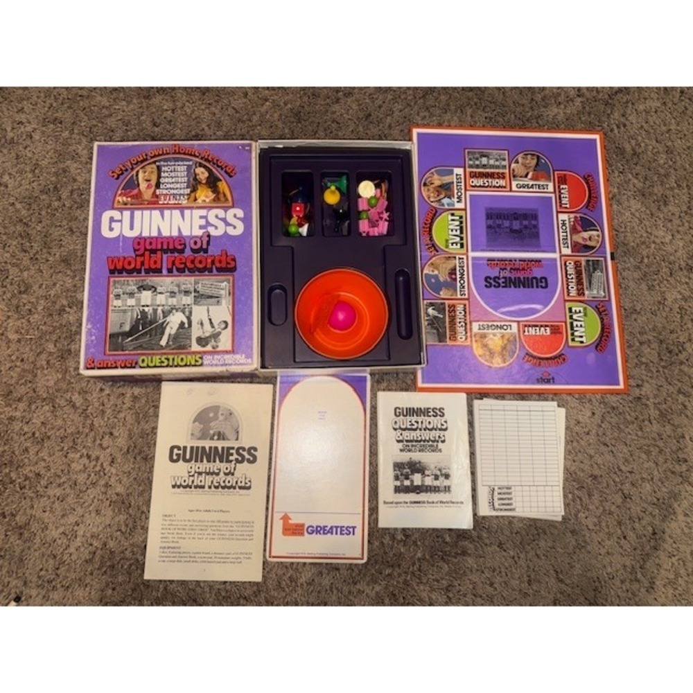Vintage 1975 Guinness Game of World Records Parker Brothers‎ Complete